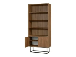 Discount Dmora Estante Dbozhana, Estante de escritório, Porta-livros móvel, Biblioteca, 80x36h182 cm, Noz e Preto Castanho