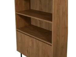 Discount Dmora Estante Dbozhana, Estante de escritório, Porta-livros móvel, Biblioteca, 80x36h182 cm, Noz e Preto Castanho