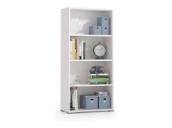 Biblioteca|Dmora Estante Ddjuri, Biblioteca com 3 prateleiras ajustáveis, Estante para livros, Armário de parede com prateleiras, 100% Fabricado na Itália, 60x30h130 cm, Branco