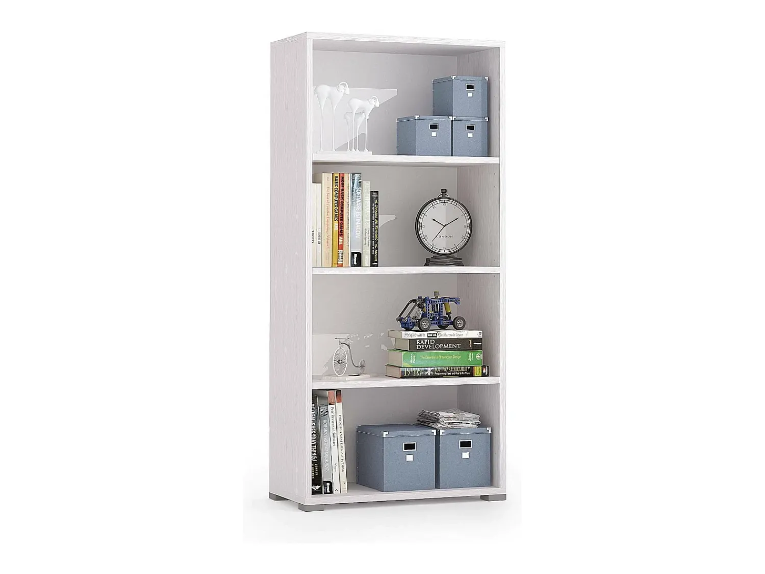 Biblioteca|Dmora Estante Ddjuri, Biblioteca com 3 prateleiras ajustáveis, Estante para livros, Armário de parede com prateleiras, 100% Fabricado na Itália, 60x30h130 cm, Branco