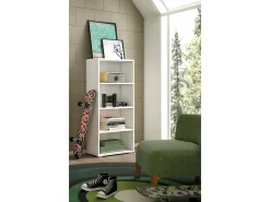 Biblioteca|Dmora Estante Ddjuri, Biblioteca com 3 prateleiras ajustáveis, Estante para livros, Armário de parede com prateleiras, 100% Fabricado na Itália, 60x30h130 cm, Branco
