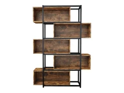 Biblioteca*Merax Estante de 5 andares com prateleiras - 121 x 35 x 176 cm - Madeira MDF e tubo de aço - Marrom Natural claro