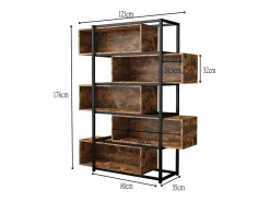 Biblioteca*ModernLuxe Estante de 5 andares com prateleiras - 121 x 35 x 176 cm - Castanho