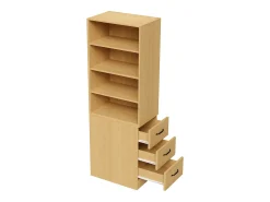 ModernLuxe Estante de 180 cm de altura - con 3 gavetas laterais - Prateleiras ajustáveis - Reversível esquerdo/direito - Natural^ Biblioteca