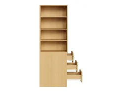 ModernLuxe Estante de 180 cm de altura - con 3 gavetas laterais - Prateleiras ajustáveis - Reversível esquerdo/direito - Natural^ Biblioteca