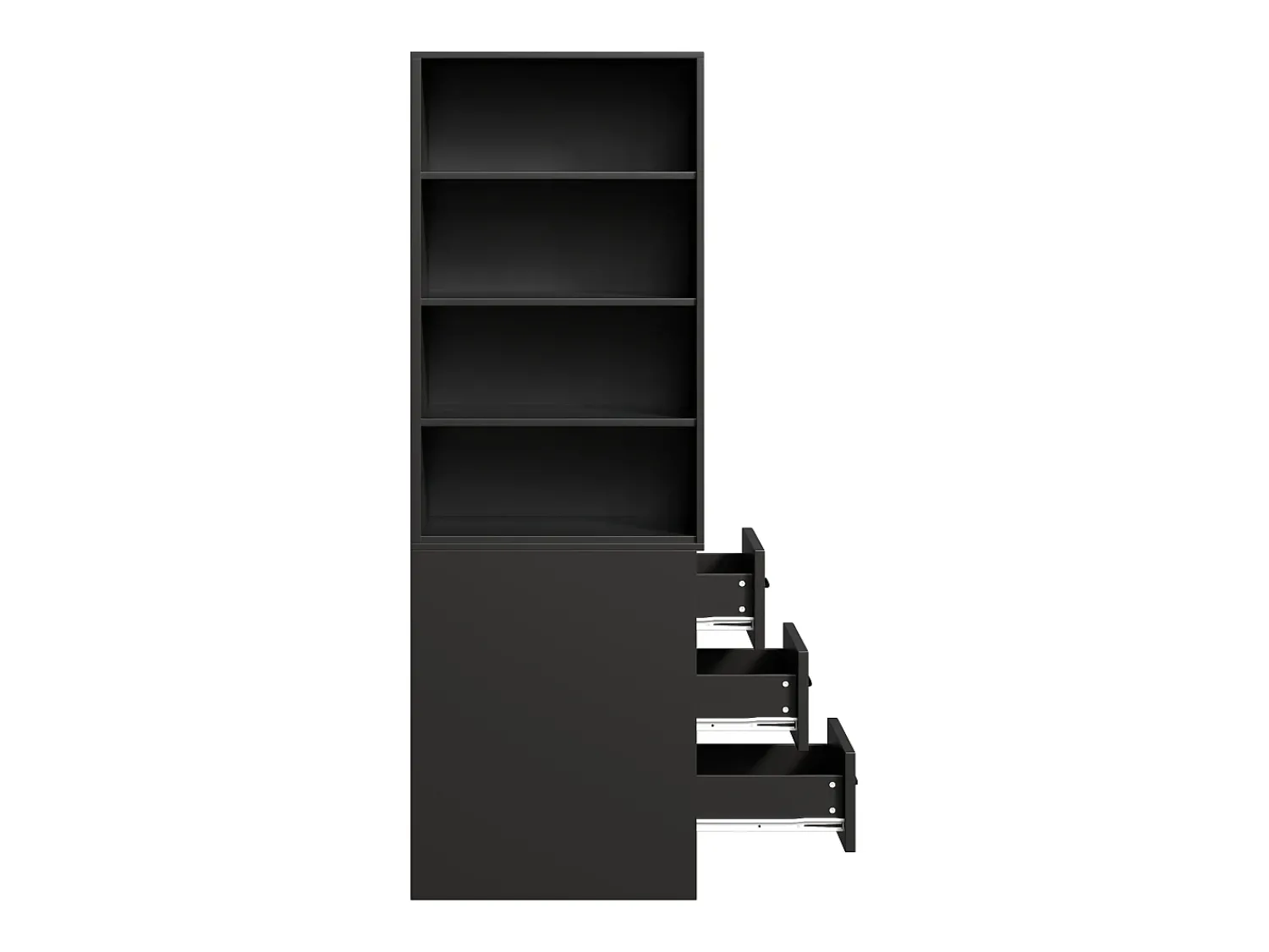 Biblioteca*ModernLuxe Estante de 180 cm de altura - con 3 gavetas laterais - Prateleiras ajustáveis - Reversível esquerdo/direito - Preto