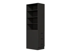 Biblioteca*ModernLuxe Estante de 180 cm de altura - con 3 gavetas laterais - Prateleiras ajustáveis - Reversível esquerdo/direito - Preto