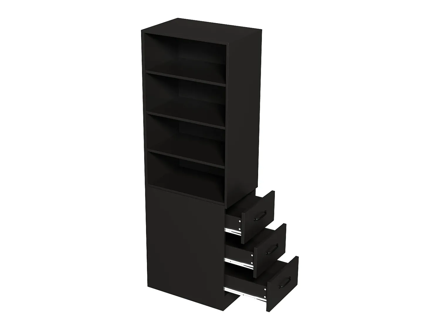 Biblioteca*ModernLuxe Estante de 180 cm de altura - con 3 gavetas laterais - Prateleiras ajustáveis - Reversível esquerdo/direito - Preto