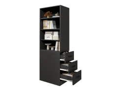 Biblioteca*ModernLuxe Estante de 180 cm de altura - con 3 gavetas laterais - Prateleiras ajustáveis - Reversível esquerdo/direito - Preto