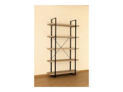 Meublorama Estante de 5 Níveis estilo industrial em madeira e metal da coleção SHELVES.^ Prateleira