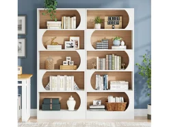 Best Tribesigns Estante de 5 níveis , prateleiras de armazenamento de 180 cm, estante grande de cubo aberto, prateleiras de exposição de madeira para quarto, sala de estar, escritório, e nogueira Branco