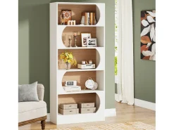 Best Tribesigns Estante de 5 níveis , prateleiras de armazenamento de 180 cm, estante grande de cubo aberto, prateleiras de exposição de madeira para quarto, sala de estar, escritório, e nogueira Branco