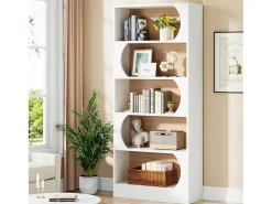 Best Tribesigns Estante de 5 níveis , prateleiras de armazenamento de 180 cm, estante grande de cubo aberto, prateleiras de exposição de madeira para quarto, sala de estar, escritório, e nogueira Branco
