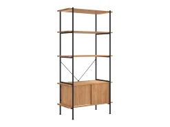Prateleira| Estante de 5 prat. c/ armário 80x40x163cm aço/derivados madeira PT502256 Castanho