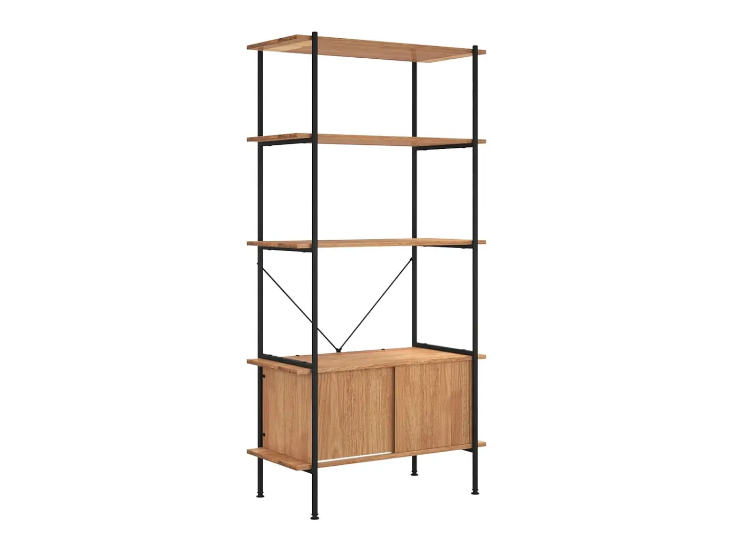 Prateleira| Estante de 5 prat. c/ armário 80x40x163cm aço/derivados madeira PT502256 Castanho