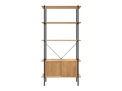 Prateleira| Estante de 5 prat. c/ armário 80x40x163cm aço/derivados madeira PT502256 Castanho