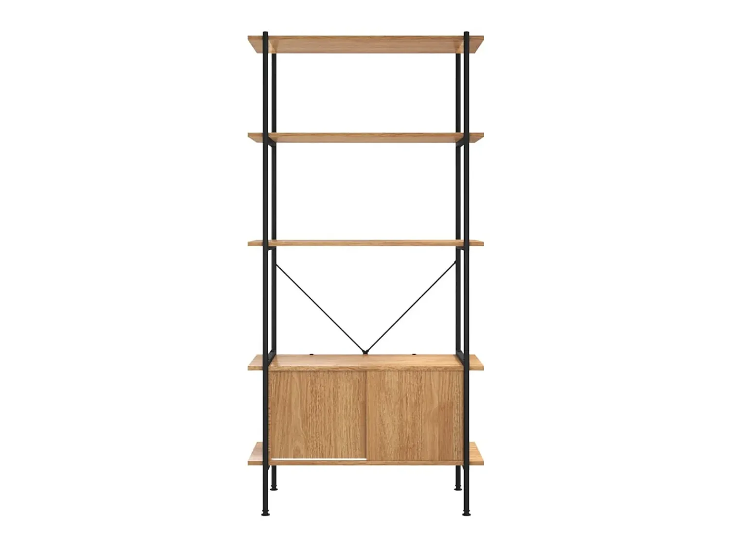 Prateleira| Estante de 5 prat. c/ armário 80x40x163cm aço/derivados madeira PT502256 Castanho