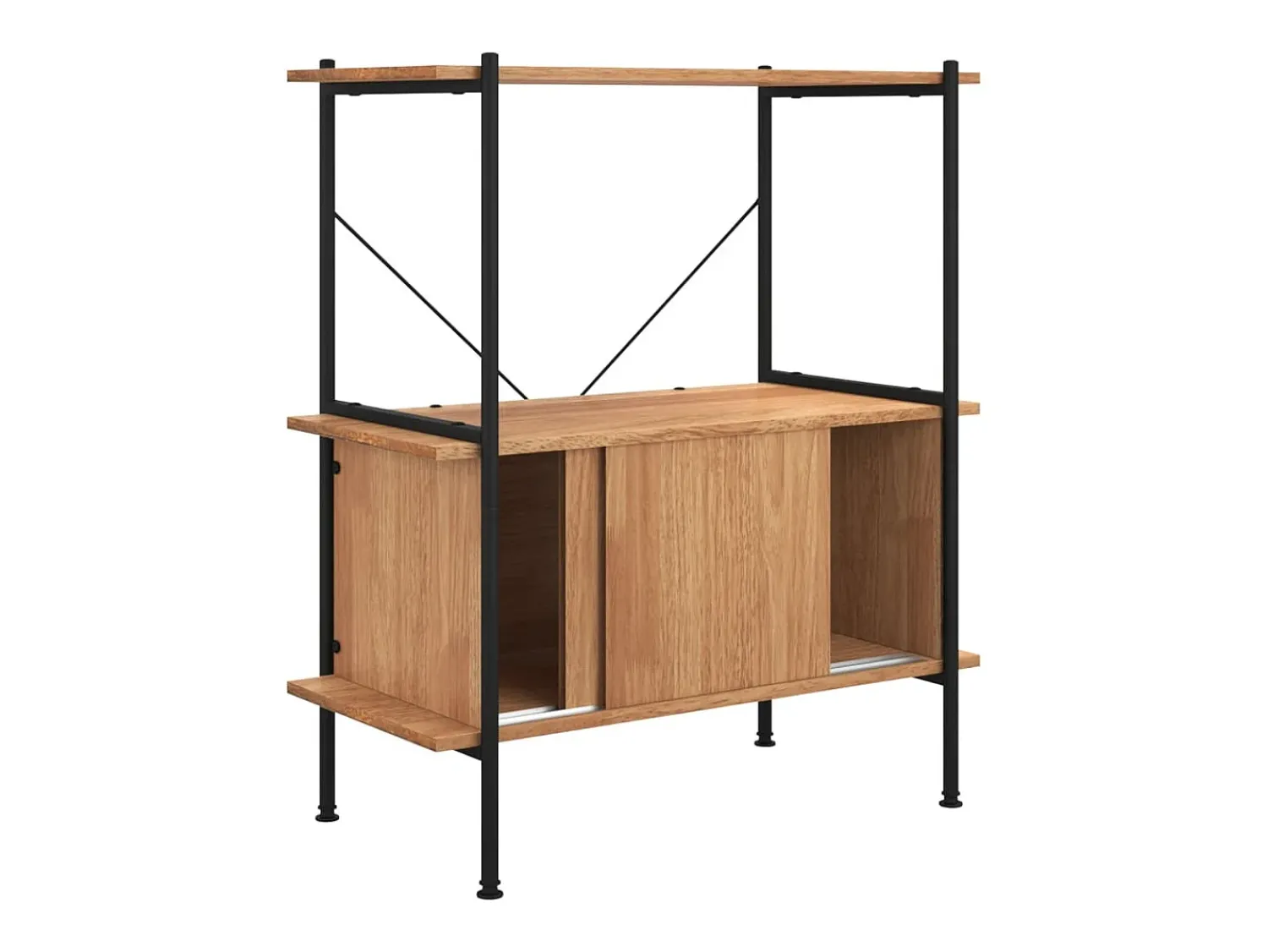 Prateleira| Estante de 3 prat. c/ armário 80x40x92cm aço/derivados madeira PT477938 Castanho