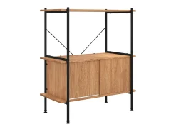 Prateleira| Estante de 3 prat. c/ armário 80x40x92cm aço/derivados madeira PT477938 Castanho
