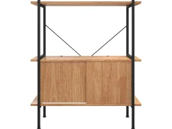 Prateleira| Estante de 3 prat. c/ armário 80x40x92cm aço/derivados madeira PT477938 Castanho