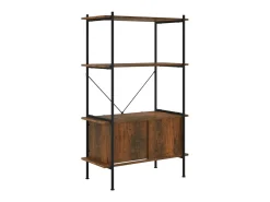 Outlet Estante de 4 prat. c/ armário 80x40x130cm aço/derivados madeira PT841261 Castanho