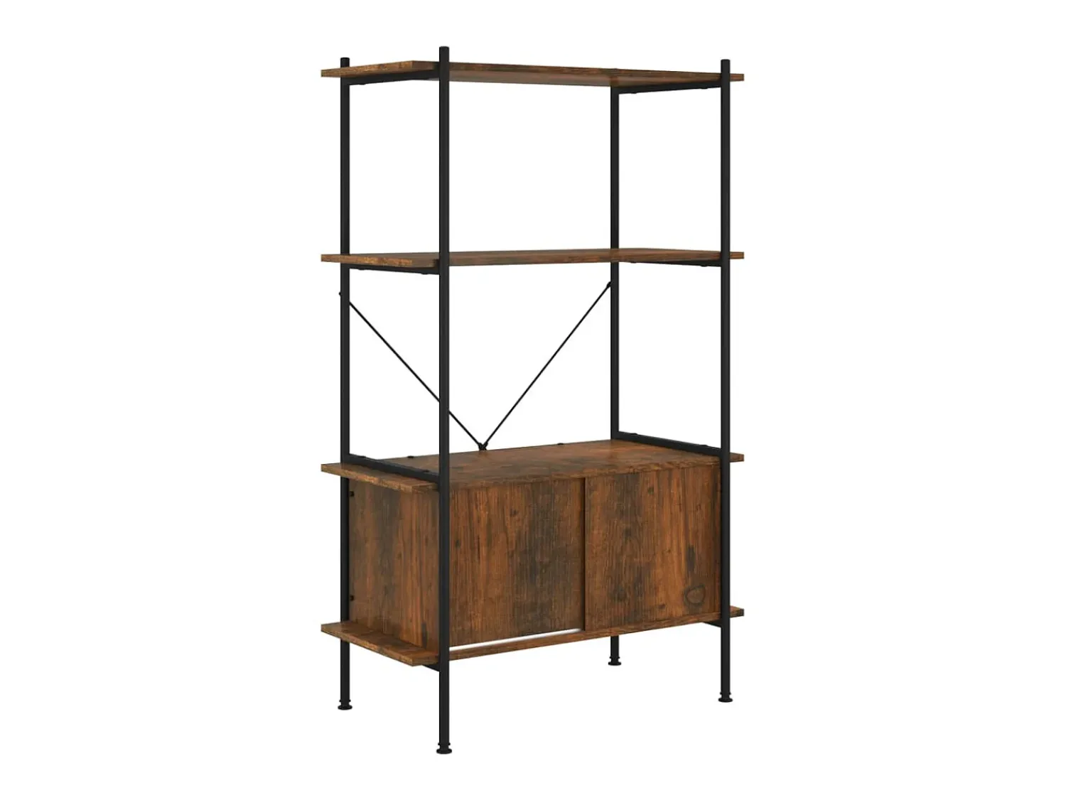 Outlet Estante de 4 prat. c/ armário 80x40x130cm aço/derivados madeira PT841261 Castanho