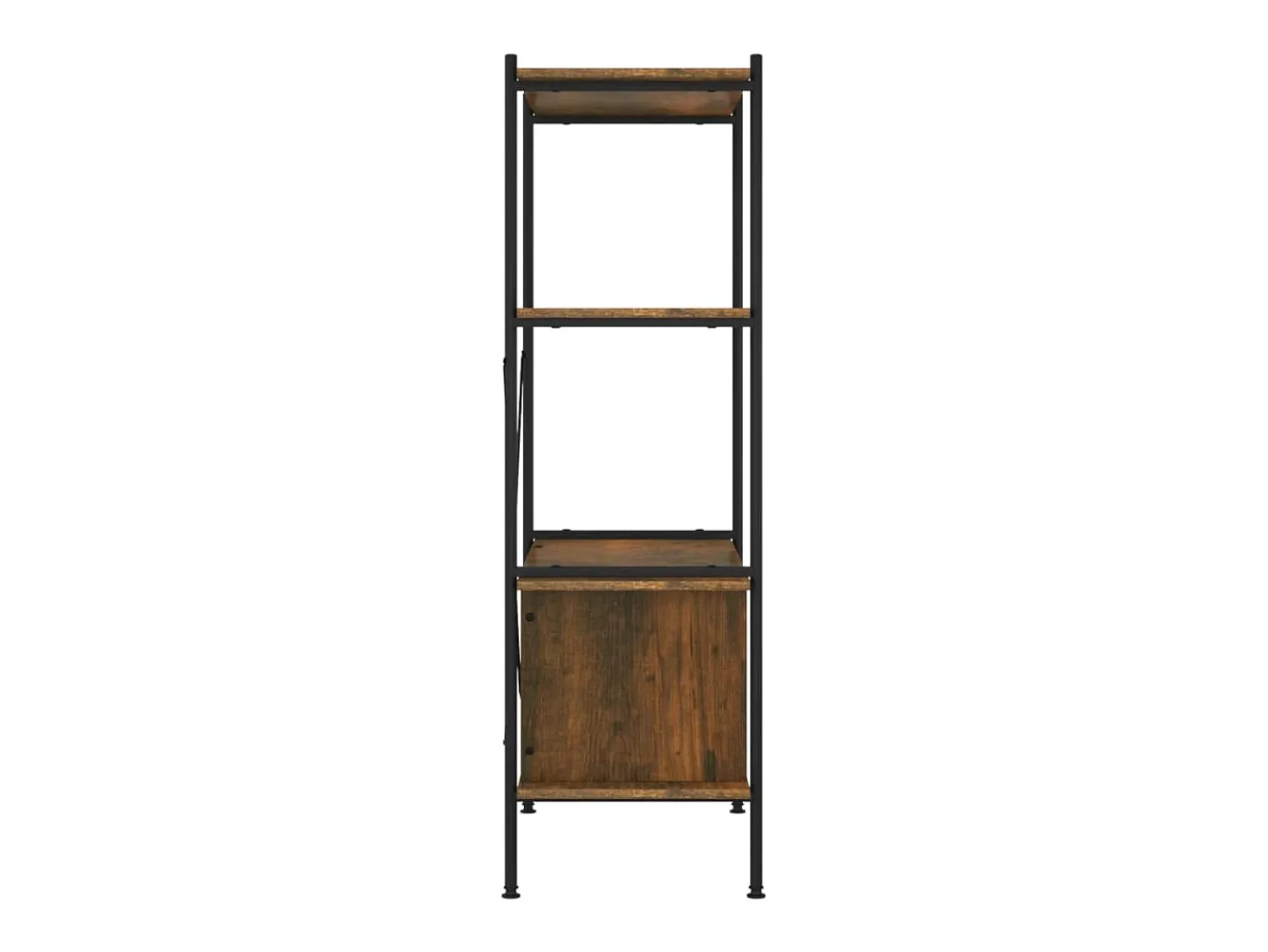 Outlet Estante de 4 prat. c/ armário 80x40x130cm aço/derivados madeira PT841261 Castanho