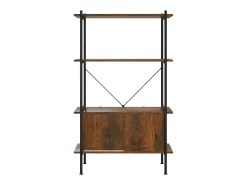 Outlet Estante de 4 prat. c/ armário 80x40x130cm aço/derivados madeira PT841261 Castanho