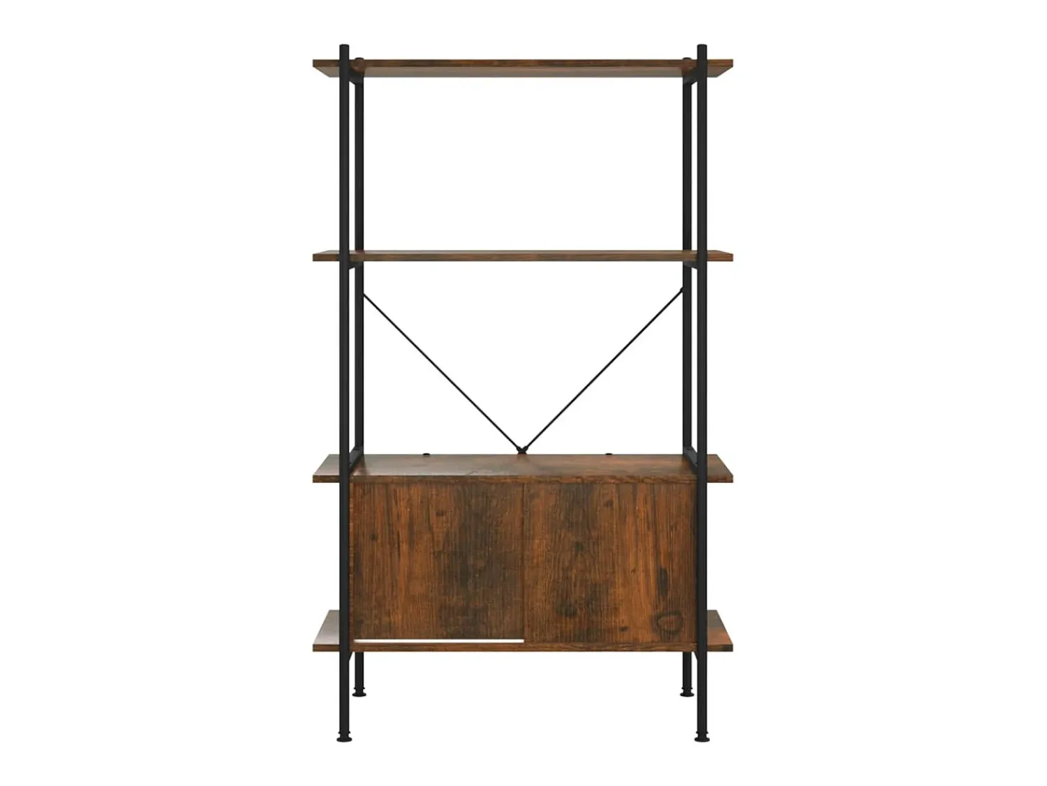 Outlet Estante de 4 prat. c/ armário 80x40x130cm aço/derivados madeira PT841261 Castanho