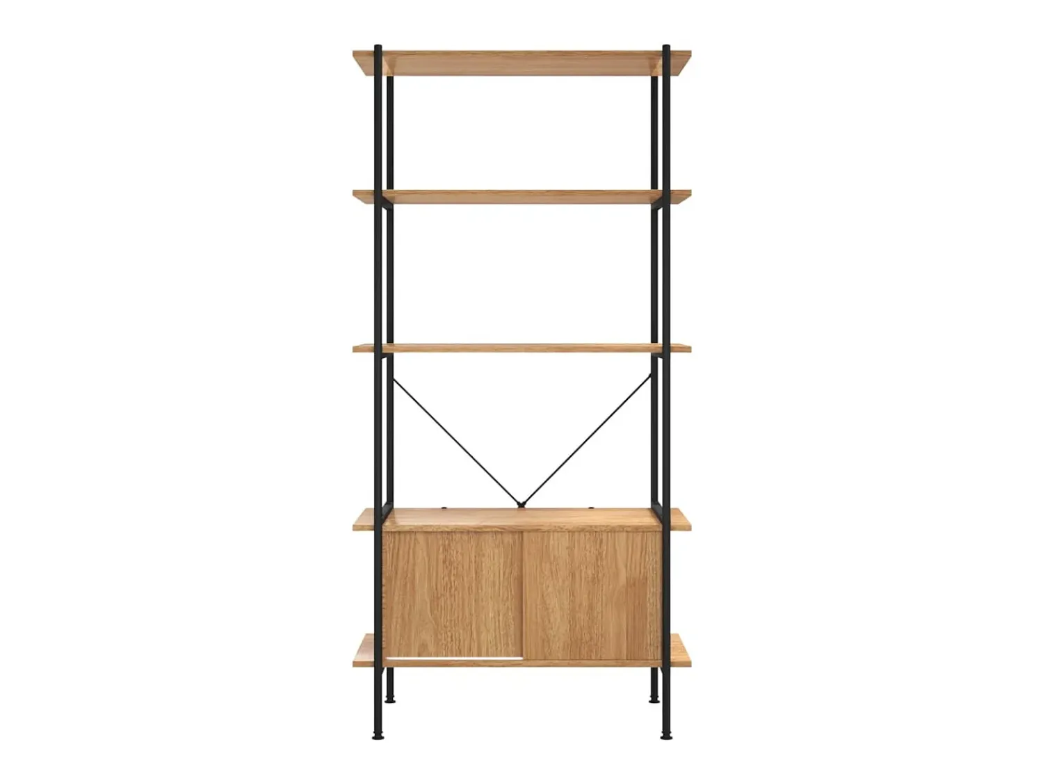 vidaxl Estante de 5 prat. c/ armário 80x40x163cm aço/derivados madeira Castanho