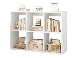 Prateleira| ESTANTE DE 6 PRATELEIRAS PARA LIVROS BRANCA ARMÁRIO ABERTO MODERNO LOFT 100x67x30 cm Branco
