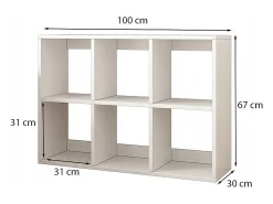 Prateleira| ESTANTE DE 6 PRATELEIRAS PARA LIVROS BRANCA ARMÁRIO ABERTO MODERNO LOFT 100x67x30 cm Branco
