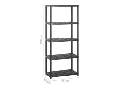 Best Helloshop26 Estante de armazenamento de 5 níveis 170 cm plástico 02_0000649 Preto