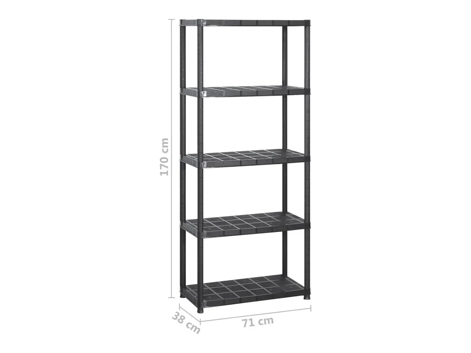 Best Helloshop26 Estante de armazenamento de 5 níveis 170 cm plástico 02_0000649 Preto