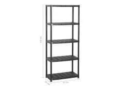 Clearance Helloshop26 Estante de armazenamento preta de 5 níveis 71 x 38 x 170 cm plástico 02_0000652 Preto