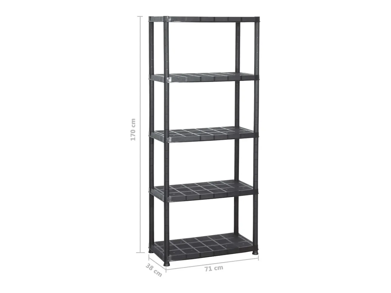 Clearance Helloshop26 Estante de armazenamento preta de 5 níveis 71 x 38 x 170 cm plástico 02_0000652 Preto