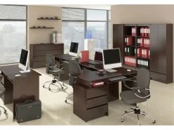 Biblioteca*Akord Estante de Armazenamento Venge R60 com 3 Gavetas e 2 Portas - 60x180x35cm Natural escuro