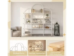 Hot Merax Estante de arrumação elegante - 170 x 26 x 190 cm - com 5 prateleiras - formato de nuvem - MDF + metal - branca Branco