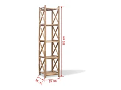 Discount Estante de bambu quadrado com 5 níveis PT836380 Castanho