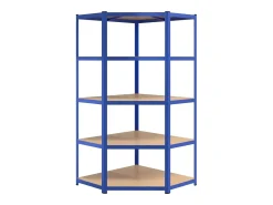 Prateleira* Estante de canto 5 prateleiras derivados de madeira e aço PT938001 Azul