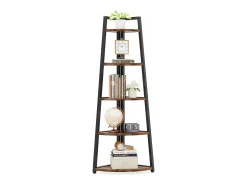 Best Tribesigns Estante de canto com 176 cm de altura - Estante de canto rústica com 5 níveis - Estante de canto industrial Castanho