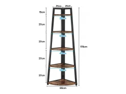 Best Tribesigns Estante de canto com 176 cm de altura - Estante de canto rústica com 5 níveis - Estante de canto industrial Castanho
