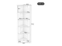 Online Merax Estante de canto moderna - 63,5 x 45 x 175 cm - com LEDs + 5 prateleiras - MDF - preta Preto