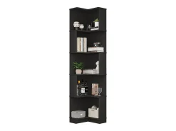 Online Merax Estante de canto moderna - 63,5 x 45 x 175 cm - com LEDs + 5 prateleiras - MDF - preta Preto