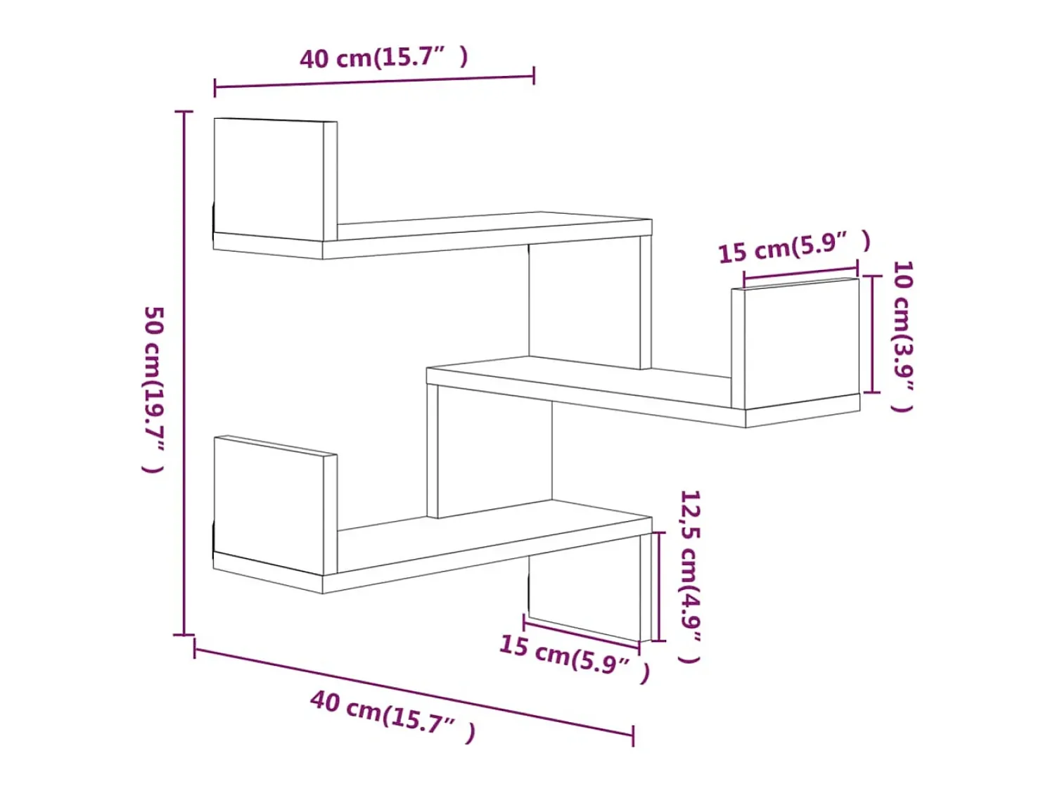 vidaxl Estante de canto 40x40x50 cm derivados madeira sonoma^ Prateleira