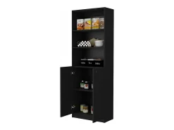 Prateleira|TuHome Estante de casa de banho em melamina com armário inferior e 3 prateleiras exteriores , 180.59 cm X 62.78 cm X 29.89 cm , Preto