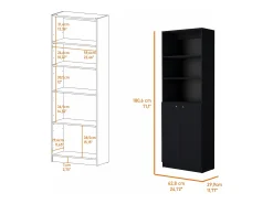 Prateleira|TuHome Estante de casa de banho em melamina com armário inferior e 3 prateleiras exteriores , 180.59 cm X 62.78 cm X 29.89 cm , Preto