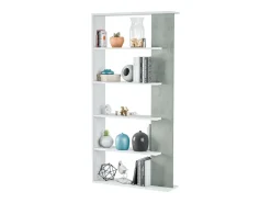Biblioteca*Loungitude Estante de cimento/branco com 5 prateleiras individuais, 90x25x180 cm Cinzento claro