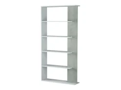 Biblioteca*Loungitude Estante de cimento/branco com 5 prateleiras individuais, 90x25x180 cm Cinzento claro