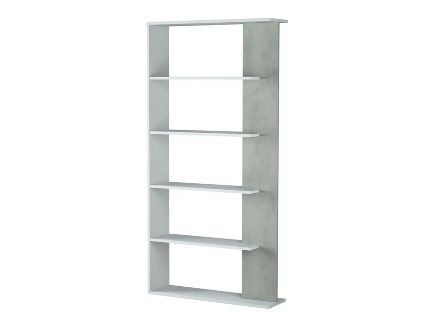 Biblioteca*Loungitude Estante de cimento/branco com 5 prateleiras individuais, 90x25x180 cm Cinzento claro